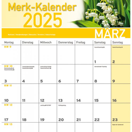 Merk-Kalender, 2025 