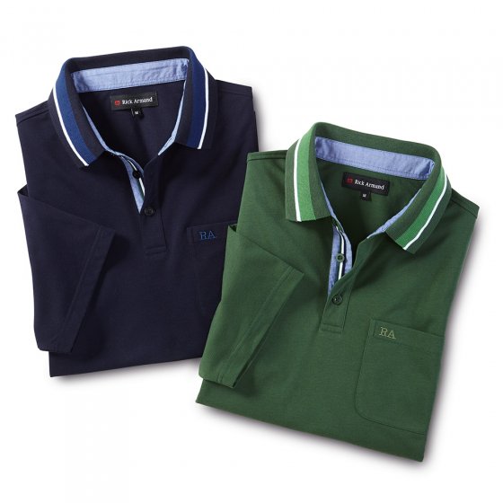 Pique-Shirt m.Kontrasten,grün L | Grün